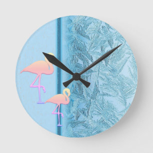 Flamingos de dança - Relógio de Parede Acríricas