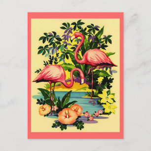 FLAMINGOS DE PINCO bonito NO CARTÃO POSTAL DA FLOR