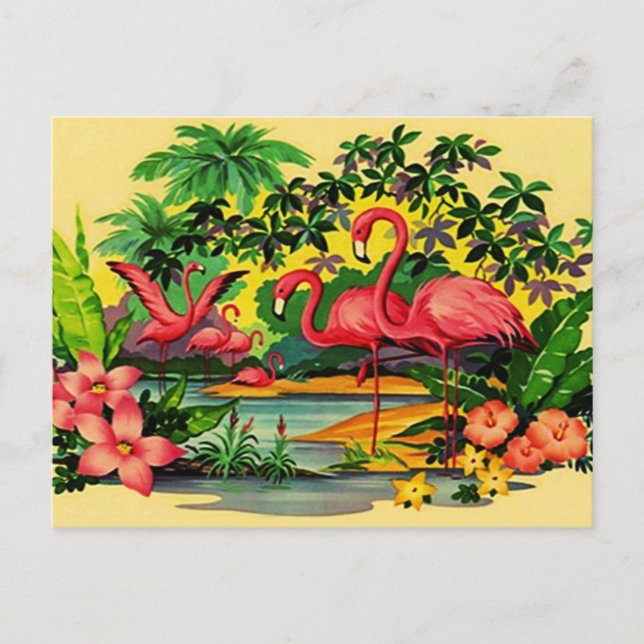 FLAMINGOS DE PINCO bonito NO CARTÃO POSTAL DA FLOR (Frente)