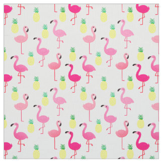 Flamingos e abacaxis! Tecido Premium ininterrupto