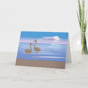 Flamingos no Cartão de Saudação de Praia