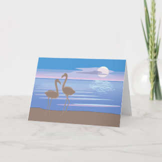 Flamingos no Cartão de Saudação de Praia