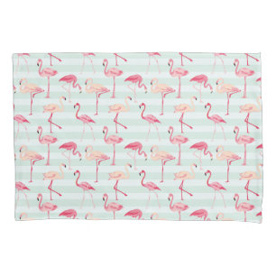 Flamingos retros em listras da hortelã