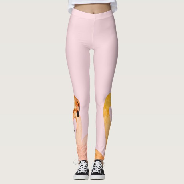 Flamingos Rosa Adoram Leggings Personalizadas (Frente)
