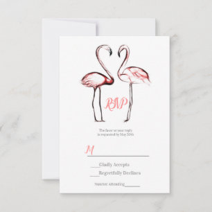 Flamingos Rosa Bege Casamento Elegante RSVP