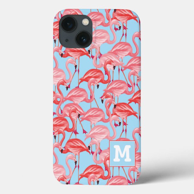 Flamingos Rosa Brilhantes A Azul | Adicione a sua  (Verso)