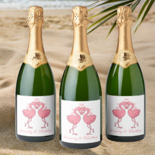 Flamingos Rosa Casamento de Verão Tropical na Prai