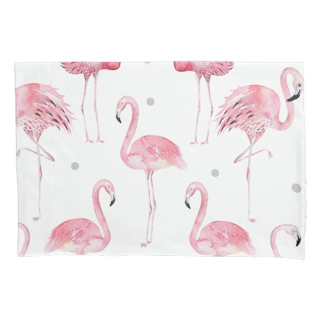 Flamingos Rosa Pontos de Bolinhas Cinza Chic Minim (Frente)