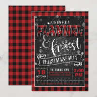Flannel e Frost Convite de festas de Natal Vermelh
