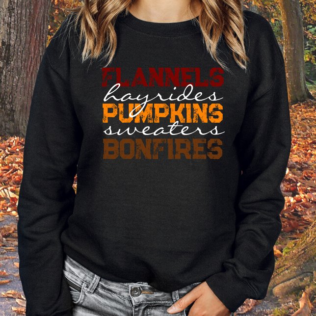 Flannels Pumpkins Hayrides Bonfire Fall T-Shirt (Criador carregado)