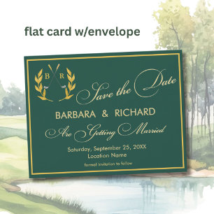 FLAT CARD Monograma de Golfe Casamento Save the Da
