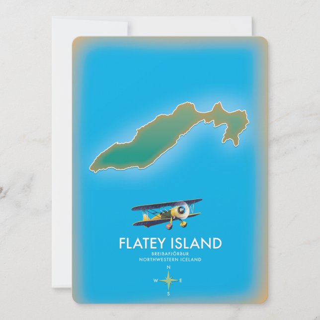 Flatey, Breiðafjörður, Mapa da Islândia (Frente)