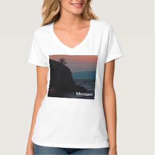 Flathead Lake Sunset na Camisa de Montana Ladie