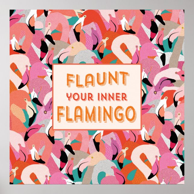 Flaunt Your Inner Flamingo Poster - Orange (Frente)