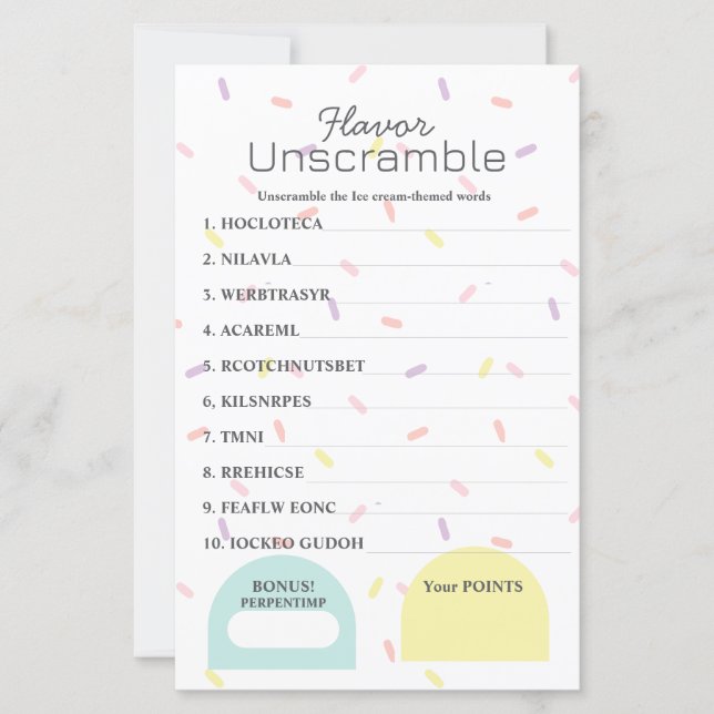 Flavor Frenzy Word Scramble Game (Frente)