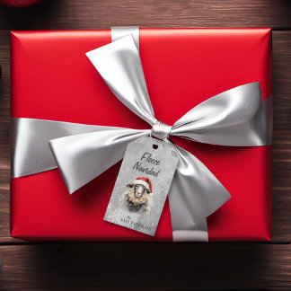 Fleece Navidad Cinza Ovino Etiqueta de presente de