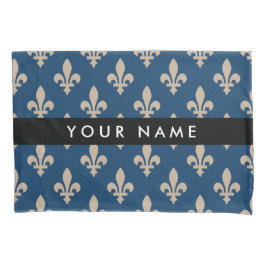 Fleur de Lis, Beige on Navy Blue, Royal, Your Name