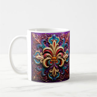 Fleur de lis caneca de café Colorida