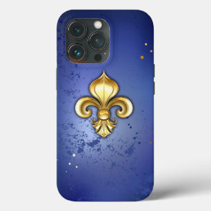 Fleur de Lis Dourada em Azul