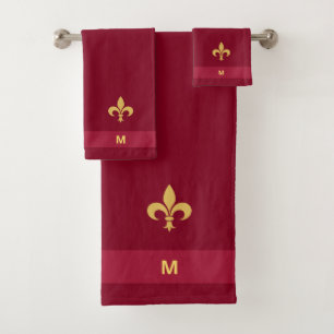 Fleur-de-Lis dourada em conjunto de toalhas de ban