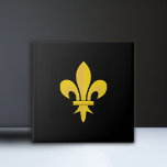 Fleur de Lis no Azulejo Preto Cerâmico<br><div class="desc">Este elegante Azulejo de cerâmica azul real com Fleur de Lis é perfeito para um toque real na sua cozinha ou decoração de banheiro!</div>