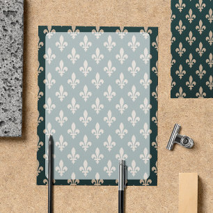 Fleur de Lis Pattern, Francês, Real, Creme, Verde