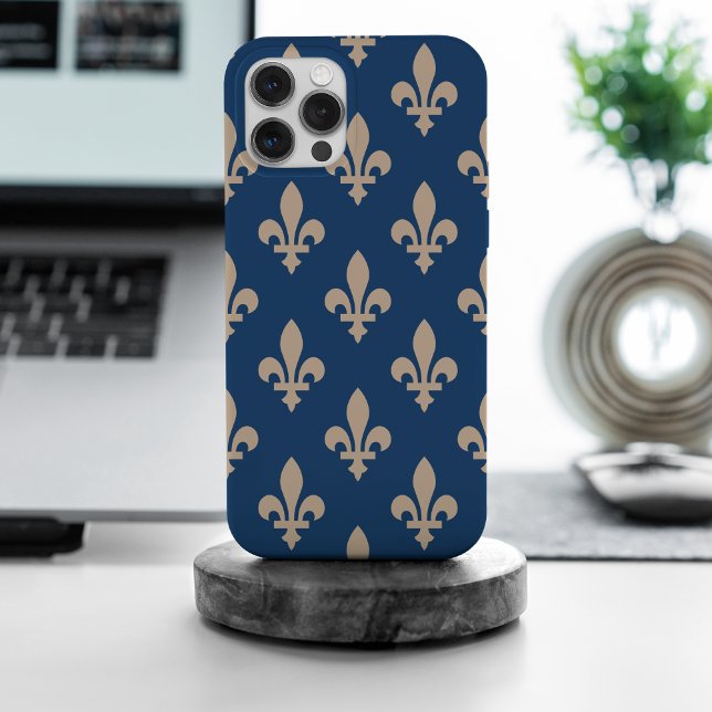 Fleur de Lis Pattern, Royal French, Cream on Blue (Criador carregado)