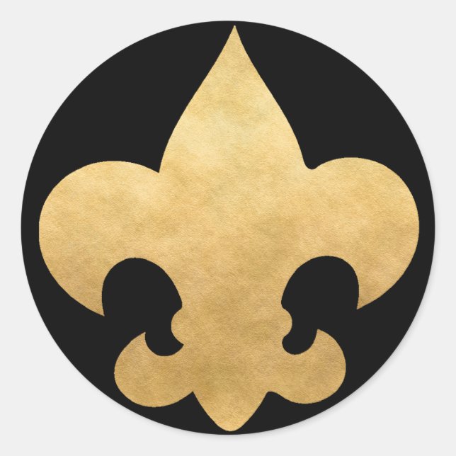 Fleur De Lis Selos De Autocolantes Pretos E Dourad (Frente)