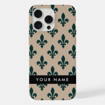 Fleur de Lis, Verde sobre Bege, Real, Seu Nome