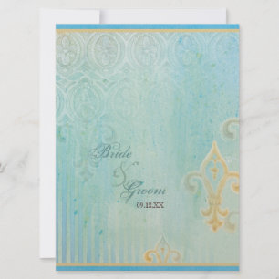 Fleur di Lys Damask 2 Blue - Convite para casament