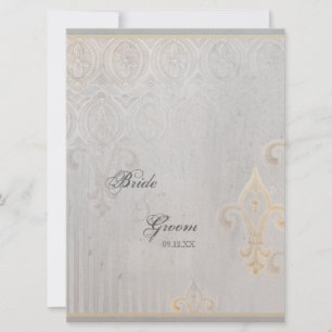 Fleur di Lys Damask 2 Cinza Convite Para Casamento
