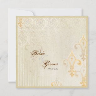 Fleur di Lys Damask 2 Cream Casamento Convite