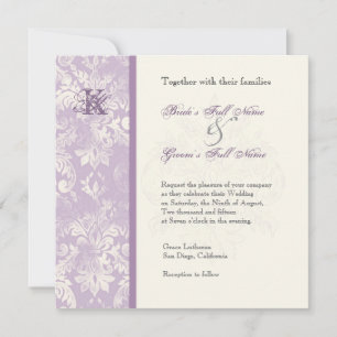 Fleur di Lys Damask - Convite para Casamento Lilac