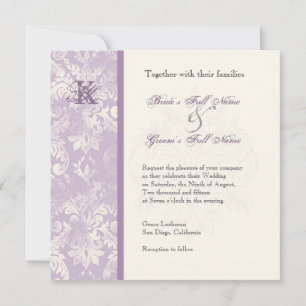 Fleur di Lys Damask - Convite para Casamento Lilac