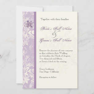 Fleur di Lys Damask - Convite para Casamento Lilac