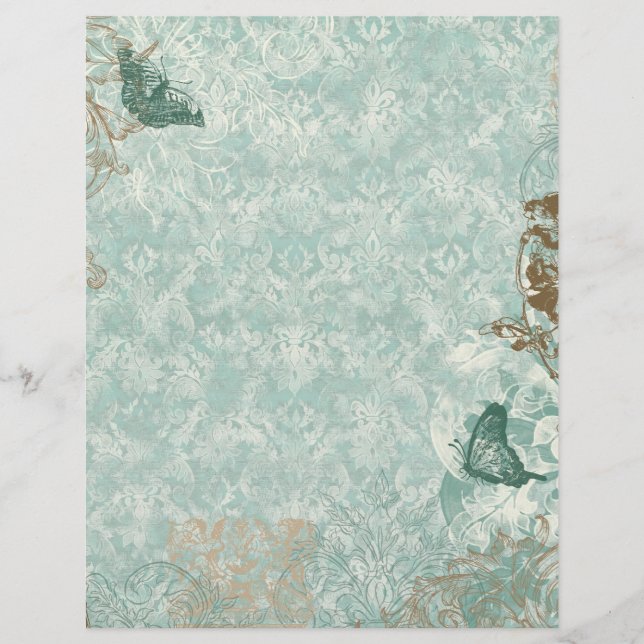 Fleur di Lys Damask - Folhas de papelaria e recibo (Frente)