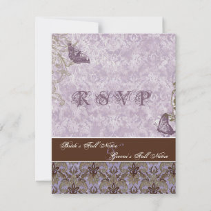 Fleur di Lys Damask - Placa de resposta RSVP Roxo