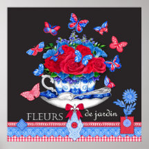 Fleur Porcelain Cup e Flowers Poster