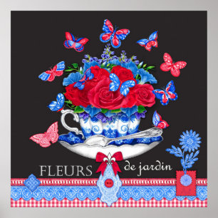 Fleur Porcelain Cup e Flowers Poster