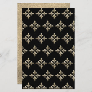 Fleurs des Lys Pattern on Black with gold back (Fl