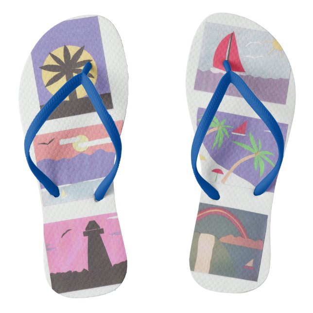 Flip flops com Chinelos das Cenas de Praia (Pé da cama)