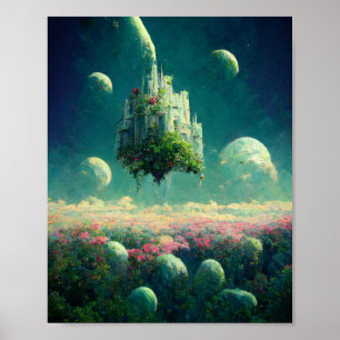 Floating Castle Fantasy Art Poster