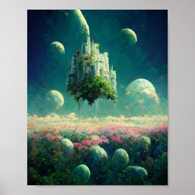 Floating Castle Fantasy Art Poster (Frente)