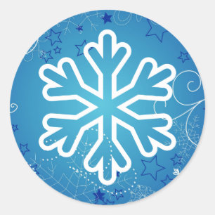 Floco de neve azul e branco - Adesivo de círculo