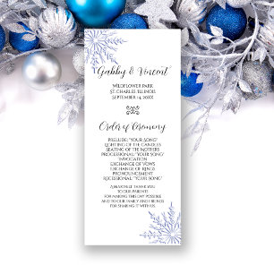 Floco de neve azul no programa branco do casamento
