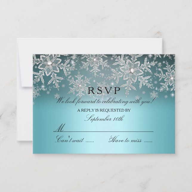 Floco de Neve Cristal Azul RSVP de Inverno (Frente)