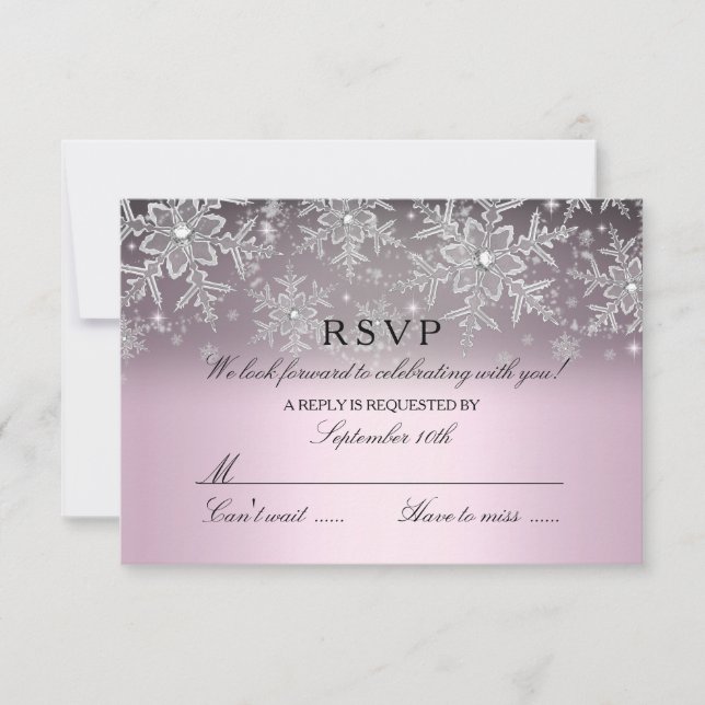 Floco de Neve Cristal Rosa RSVP de Inverno (Frente)