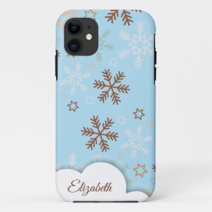 Floco de neve de Natal na capas de iphone azul