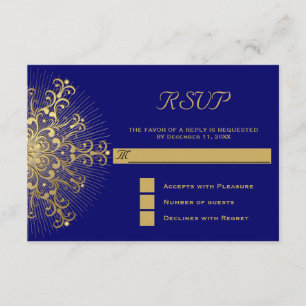 Floco de neve Dourado na resposta RSVP de casament