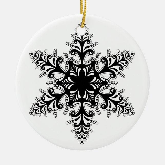 Floco de neve enfeites de natal-preto (Frente)
